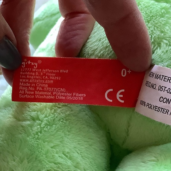 Gitzy Plush Frog Green Polka Dot Stuffed Animal w Rattle Toy Embroidered Eyes - Picture 8 of 12